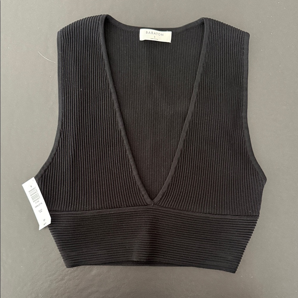 Artiza Babaton Black V-Neck Ribbed Crop Top